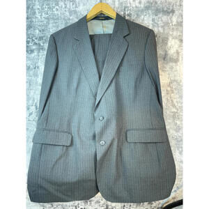 Vtg Imperial Haggar 46L 40x33 Wool Blend Gray Pinstripe Suit Set USA Made